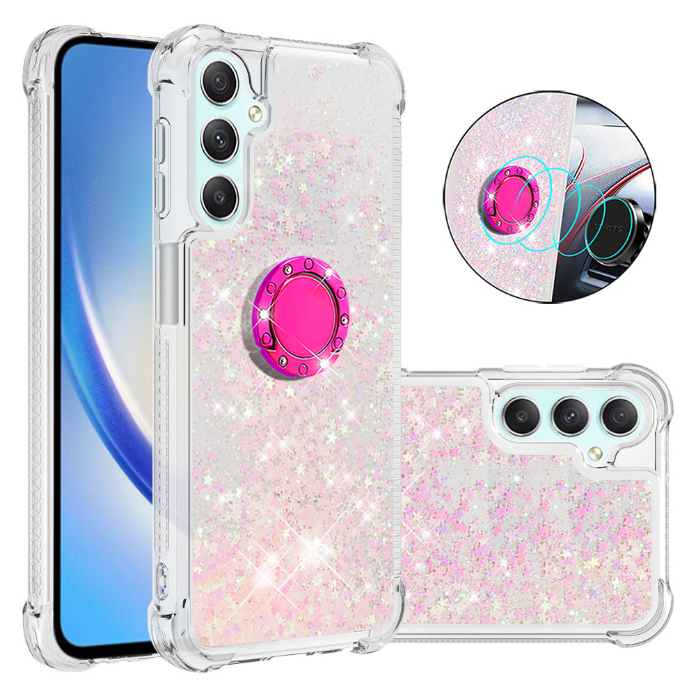 YB Quicksand Series-7 for Samsung Galaxy A24 4G Ring Kickstand Phone Case Flowing Liquid TPU Cover YB Quicksand Series-7 for Samsung Galaxy A24 4G Ring Kickstand Phone Case Flowing Liquid TPU Cover